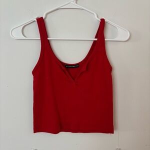 brandy melville red v neck cropped tank top